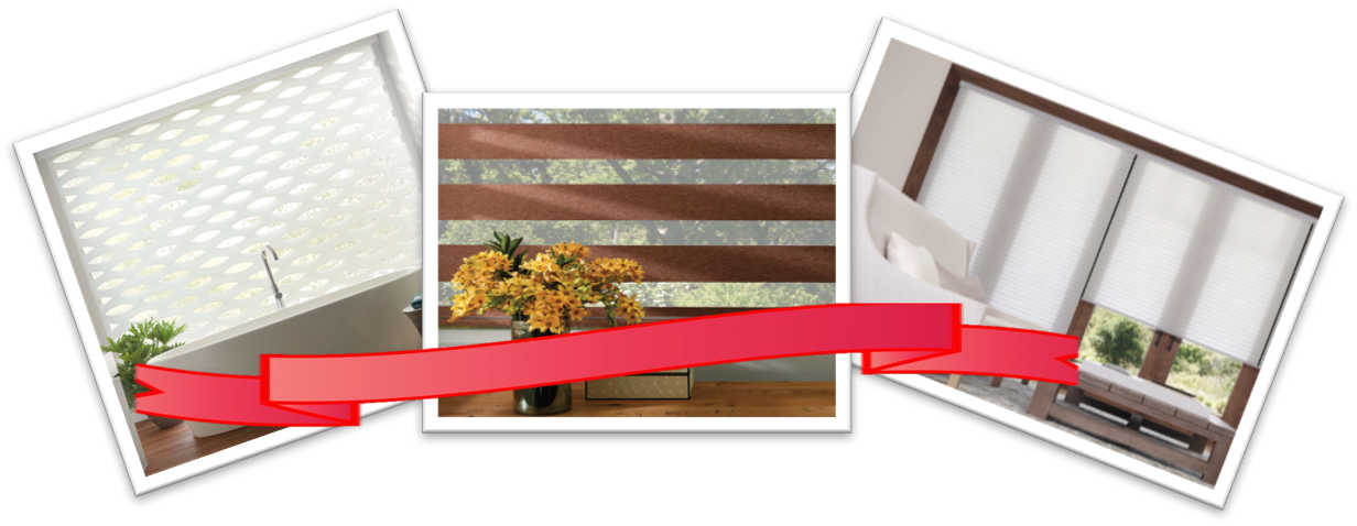 new 2017 Hunter Douglas products collage with a red ribbon