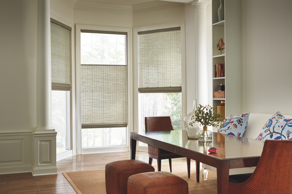 Design options for selecting treatments: Hunter Douglas top-down/bottom-up Woven Woods