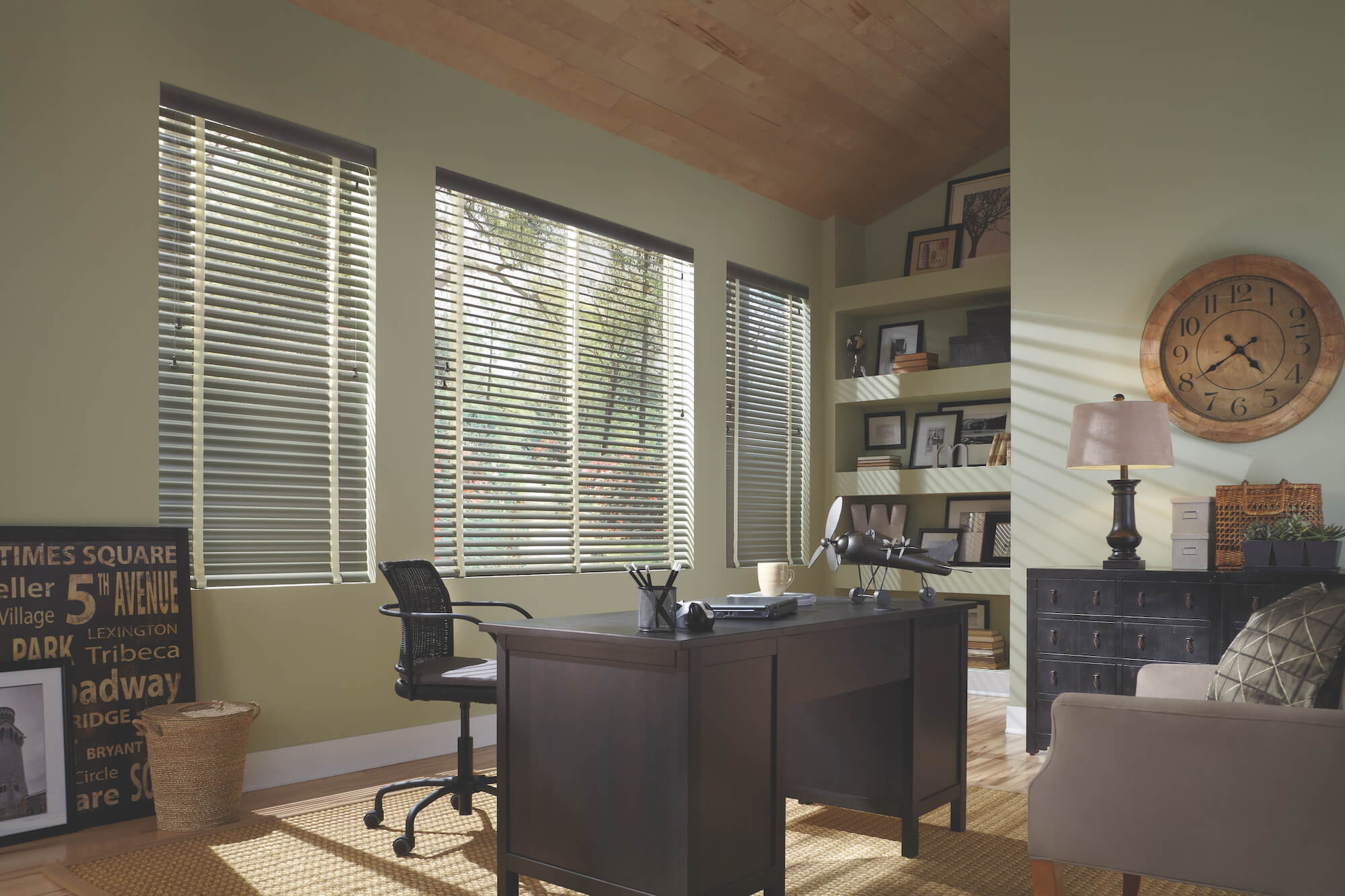 Modern Precious Metals Aluminum Blinds in home office