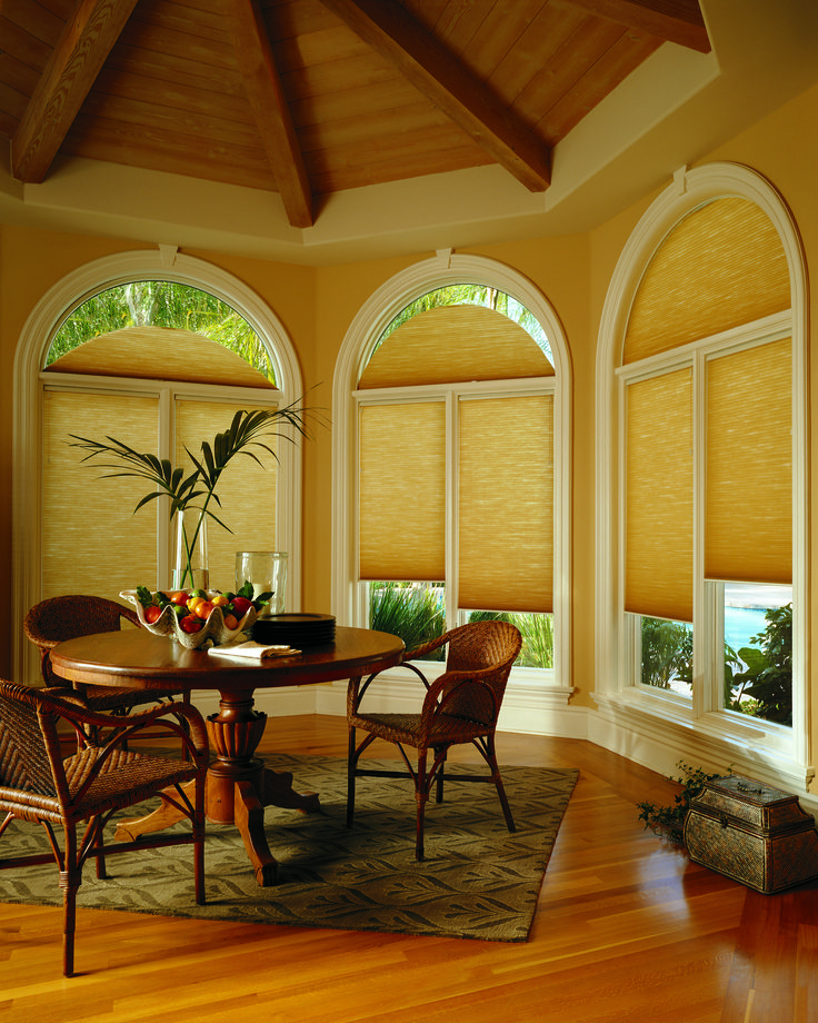 Hunter Douglas arched Honeycomb window treatments