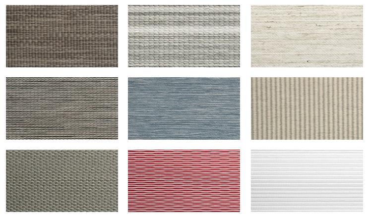 Color and Texture fabric swatches of Designer Banded Shades